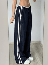 Street Ribbon Hose mit weitem Bein in Kontrastfarbe